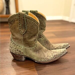 Stylish Western Green Leopard Print Women's Boots - Old Gringo 8